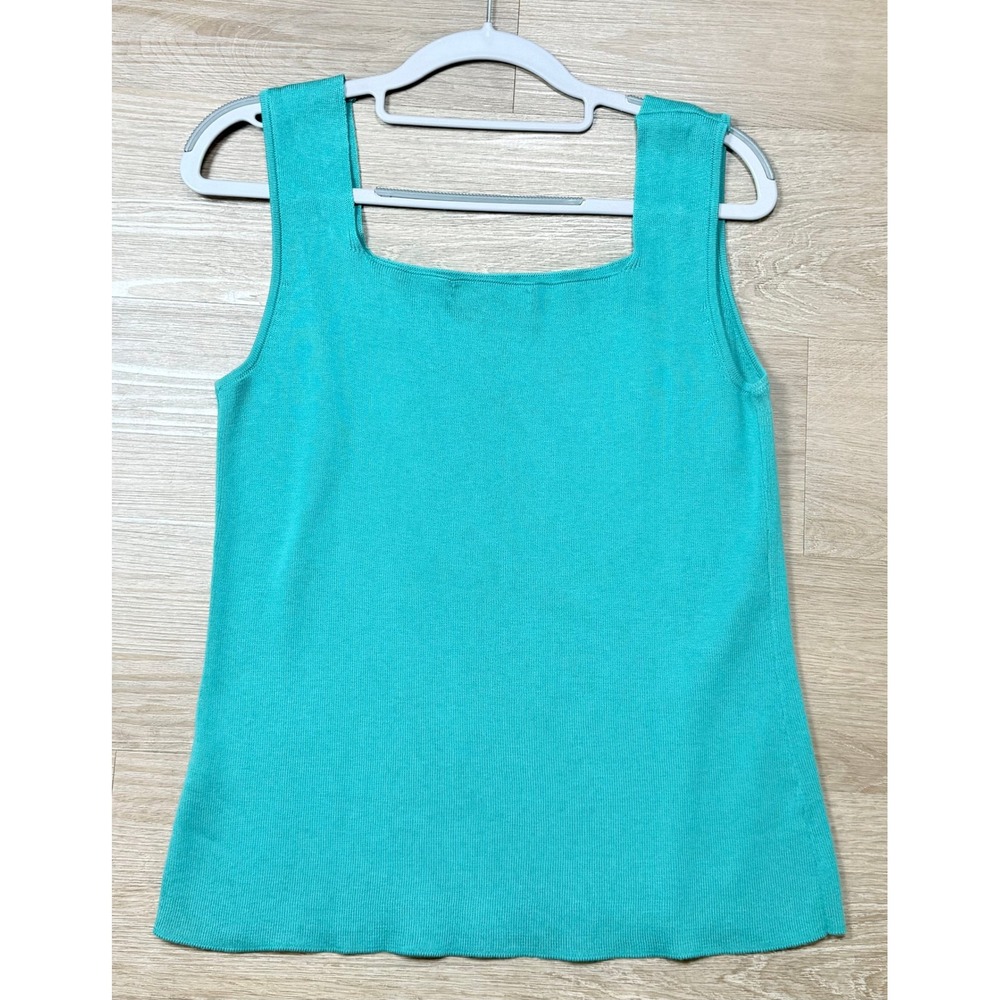 Peruvian Connection Turquoise Pima Cotton Sweater Tank Women L